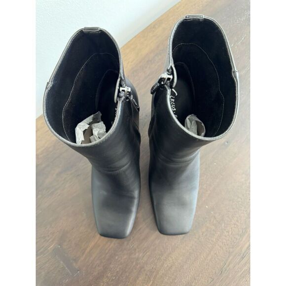 New Sam Edelman Women’s Emma Boots Booties faux Leather Square Toe 9.5 Shoes - Picture 5 of 6